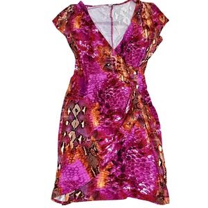 Vintage Cashe Y2K 2000s bodycon wrap dress pink glam sexy Mini dress size medium